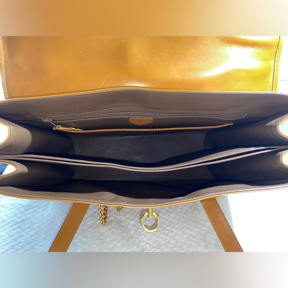 CELINE - Rust Brown Structured Leather Tote with Turnlock & Chain **FINAL PRICE* - Picture 7 of 15